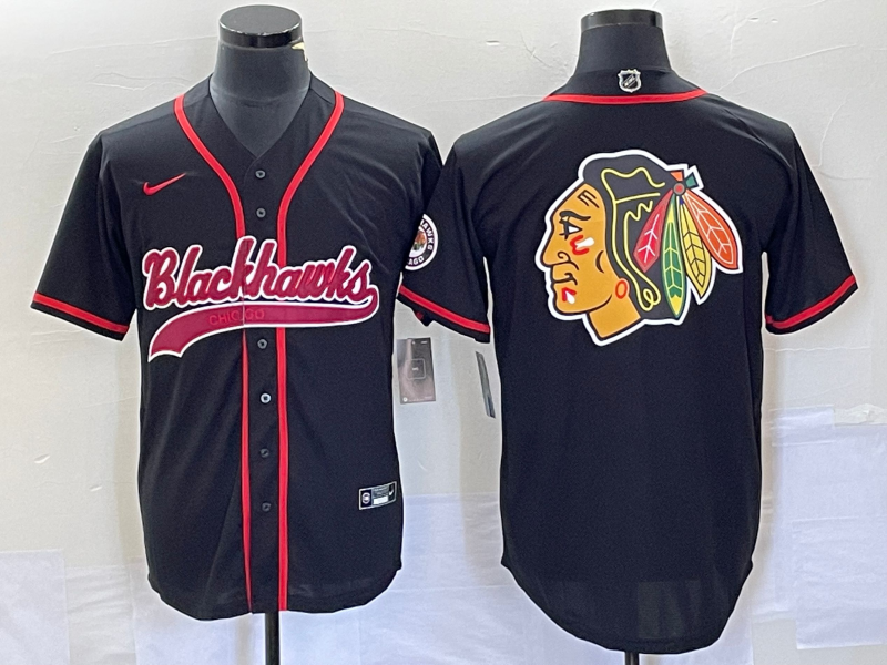 2023 Men Chicago Blackhawks adidas black blank NHL jerseys style 3